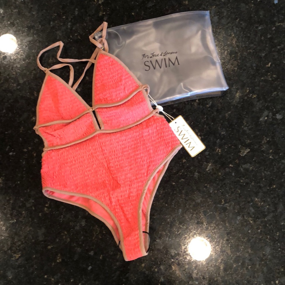 New For Love and Lemons coral one piece swimsuit